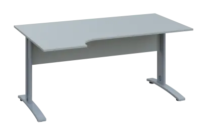 CRK 28 - 164 stůl kancelářský, rohový, levý, kovová podnož stříbrná, deska 25 mm, široký 1600 mm, še